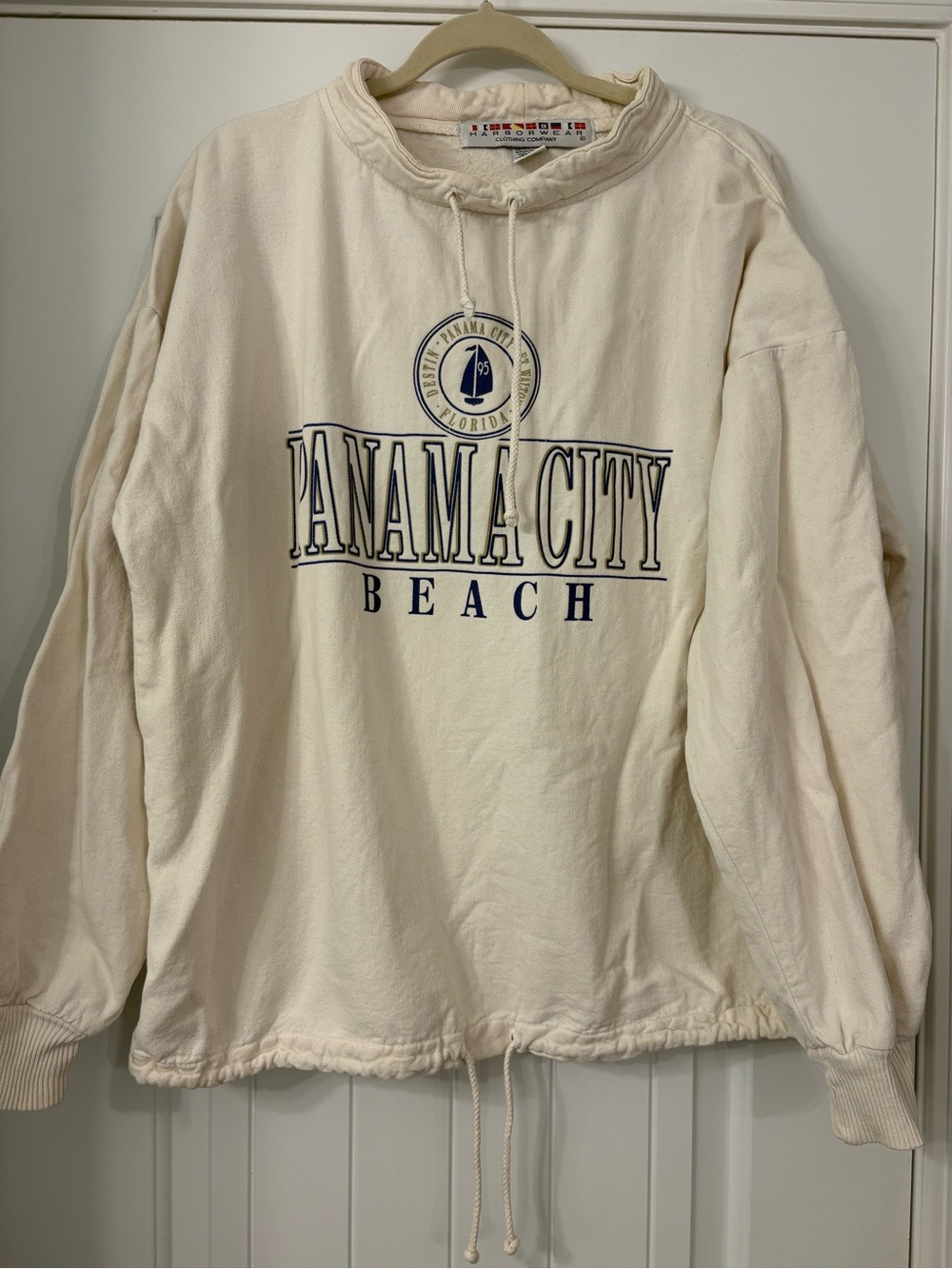 Vintage 1995 Harbor Wear Panama City Beach Cream Pullover Sweatshirt